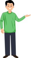 casual man with hand doing gesture presentation png