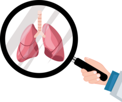 doctor checking lung with magnifying glass or treatment and examine lungs health png