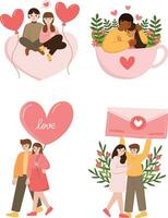 Romantic Couple Valentine's Day Flat Illustration vector