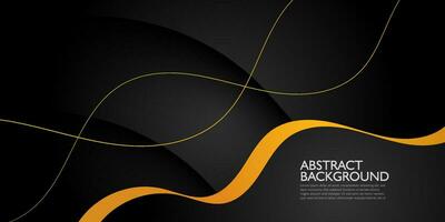 Abstract wave dark luxury background template vector with shadow and gold lines. Futuristic background with gold pattern design. Eps10 vector