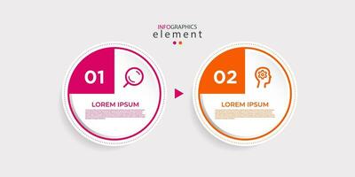 Modern business infographic template design with 2 step or options. Cool design for process diagram, presentations, workflow layout, banner, flow chart, wall information.Eps10 vector