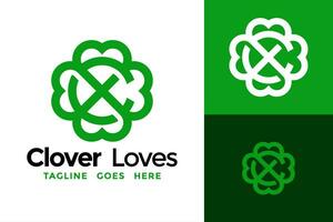 Letter C Clover Love Logo design vector symbol icon illustration