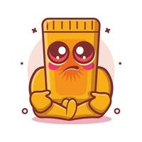 kawaii bloqueador solar tubo personaje mascota con triste expresión aislado dibujos animados en plano estilo diseño vector