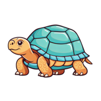 AI generated Cute tortoise cartoon illustration for kids on transparent background png