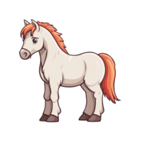 AI generated Cute horse cartoon illustration for kids on transparent background png