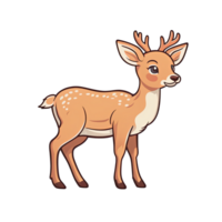 AI generated Cute deer cartoon illustration for kids on transparent background png