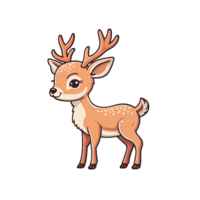 AI generated Cute deer cartoon illustration for kids on transparent background png