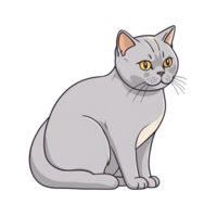 AI generated Cute cat british shorthair cartoon illustration for kids on transparent background png