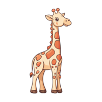 ai generato carino giraffa cartone animato illustrazione per bambini su trasparente sfondo png