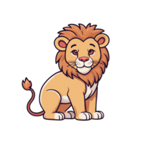 AI generated Cute lion cartoon illustration for kids on transparent background png