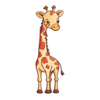 AI generated Cute giraffe cartoon illustration for kids on transparent background png