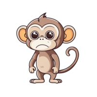 AI generated Cute monkey cartoon illustration for kids on transparent background png