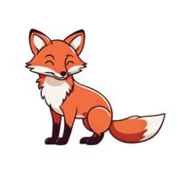 AI generated Cute fox cartoon illustration for kids on transparent background png