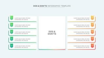 dos y no, pros y contras, vs, versus comparación infografía diseño modelo vector