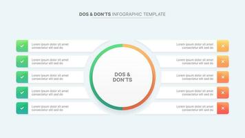 Circle Round Dos and Don'ts, Pros and Cons, VS, Versus Comparison Infographic Design Template vector