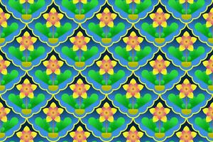 Yellow Flower Seamless Pattern.  Vector ethnic pattern design for fabric, tile, carpet, embroidery, wallpaper and background