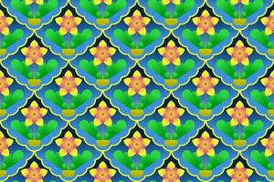 Yellow Flower Seamless Pattern.  Vector ethnic pattern design for fabric, tile, carpet, embroidery, wallpaper and background