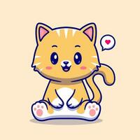 Cute Cat Sitting Cartoon Vector Icon Illustration. Animal Nature Icon Concept Isolated Premium Vector. Flat Cartoon Style