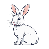 AI generated Cute white rabbit cartoon illustration for kids on transparent background png