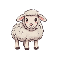 AI generated Cute sheep cartoon illustration for kids on transparent background png