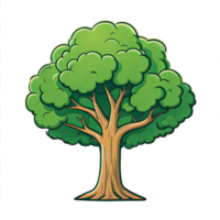 AI generated Tree cartoon illustration for kids on transparent background png