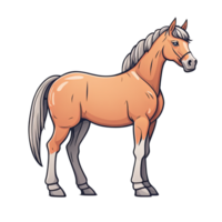 AI generated Cute horse cartoon illustration for kids on transparent background png