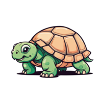 AI generated Cute tortoise cartoon illustration for kids on transparent background png