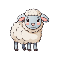 AI generated Cute sheep cartoon illustration for kids on transparent background png