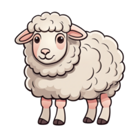 AI generated Cute sheep cartoon illustration for kids on transparent background png