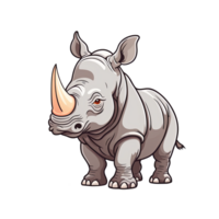 AI generated Rhinoceros cartoon illustration for kids on transparent background png