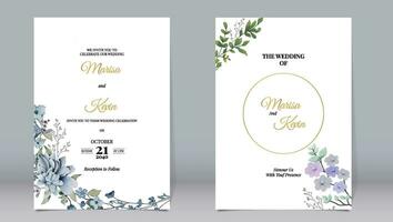 Elegant wedding invitation with various watercolor style gold line elements and white background vector