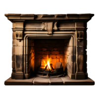 AI generated Stone Fireplace Isolated on Transparent Background png