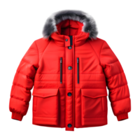 AI generated Red Winter Jacket Isolated on Transparent Background png