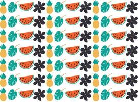 Watermelon Vector illustration Pineapple Background PATTERN Tropical Leaf and Flower