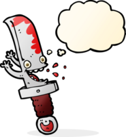 crazy knife cartoon character with thought bubble png