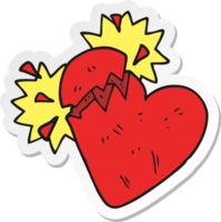 sticker of a cartoon broken heart png