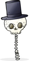 cartoon spooky skull in top hat png