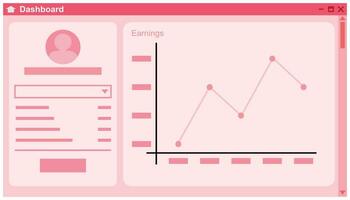 Illustration of a flat design of a website template with a graph.  trend design element. Element design UI for computer, technology icon symbol vector