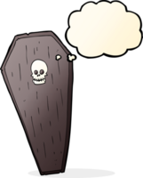 spooky cartoon coffin with thought bubble png