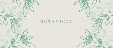 Botanical abstract background with plants. Floral background in soft green color. vector