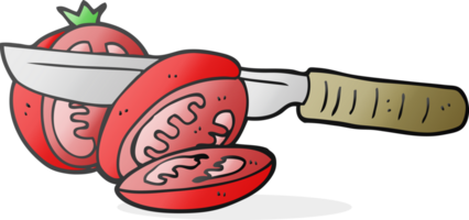 cartoon knife slicing a tomato png