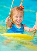 Cute little girl in water park photo