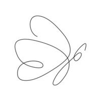 Butterfly continuous single line art outline Vector illustration and minimalist simple drawing