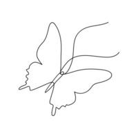 Butterfly continuous single line art outline Vector illustration and minimalist simple drawing