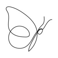 Butterfly continuous single line art outline Vector illustration and minimalist simple drawing