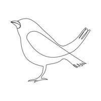 Bird continues single line art and outline vector illustration on white background and minimal