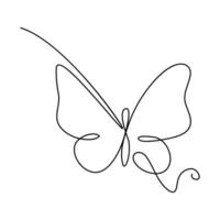 Butterfly continuous single line art outline Vector illustration and minimalist simple drawing