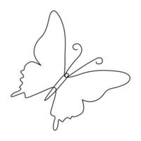 Butterfly continuous single line art outline Vector illustration and minimalist simple drawing