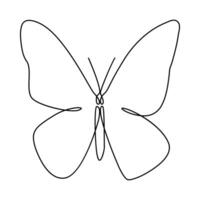 Butterfly continuous single line art outline Vector illustration and minimalist simple drawing