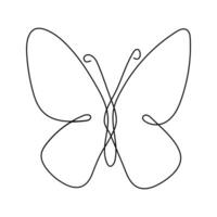 Butterfly continuous single line art outline Vector illustration and minimalist simple drawing